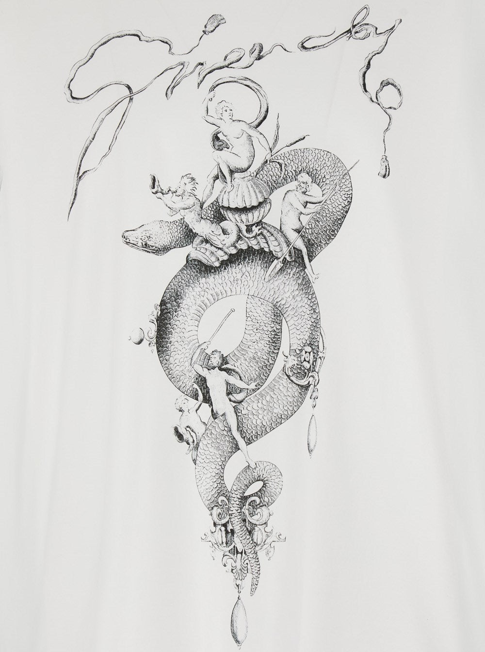 Givenchy White Crewneck T-Shirt with Maxi Logo Print on the Front in Cotton Man