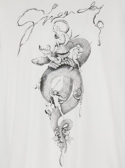 Givenchy White Crewneck T-Shirt with Maxi Logo Print on the Front in Cotton Man