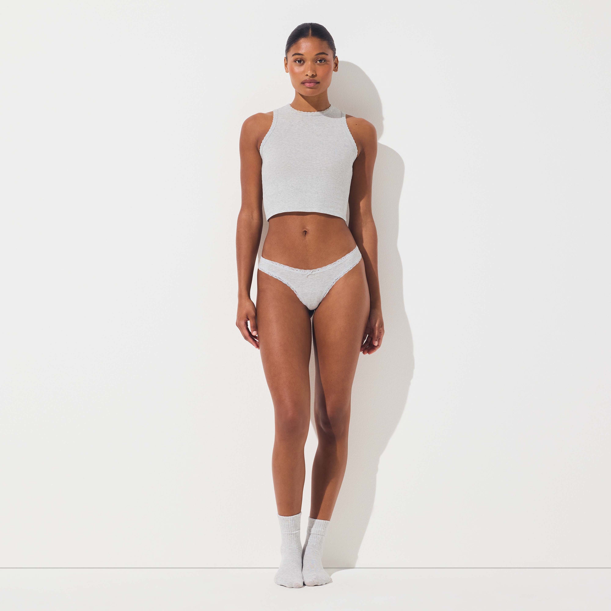 Lightweight Cotton Lace Thong