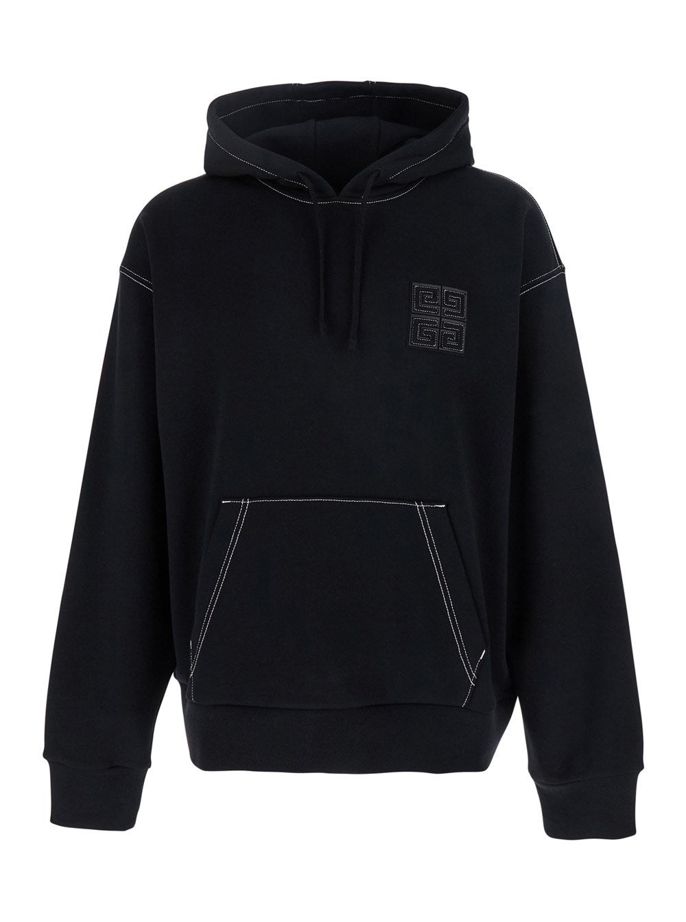 Givenchy Black Hoodie with 4G Logo Detail on Front in Cotton Man