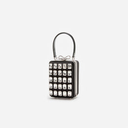 Black Satin Crystal Micro Bag