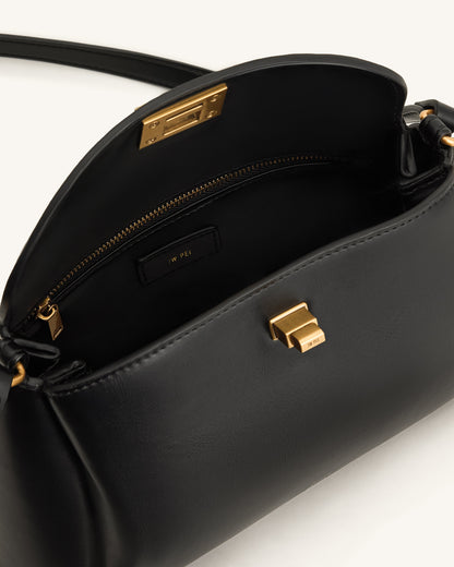 Greta Twist-Lock Crossbody Bag - Black