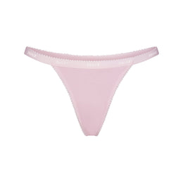 Lightweight Cotton Logo Picot Thong