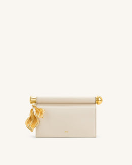 Holly Metal Pendant Embellished Clutch - Brown Canvas
