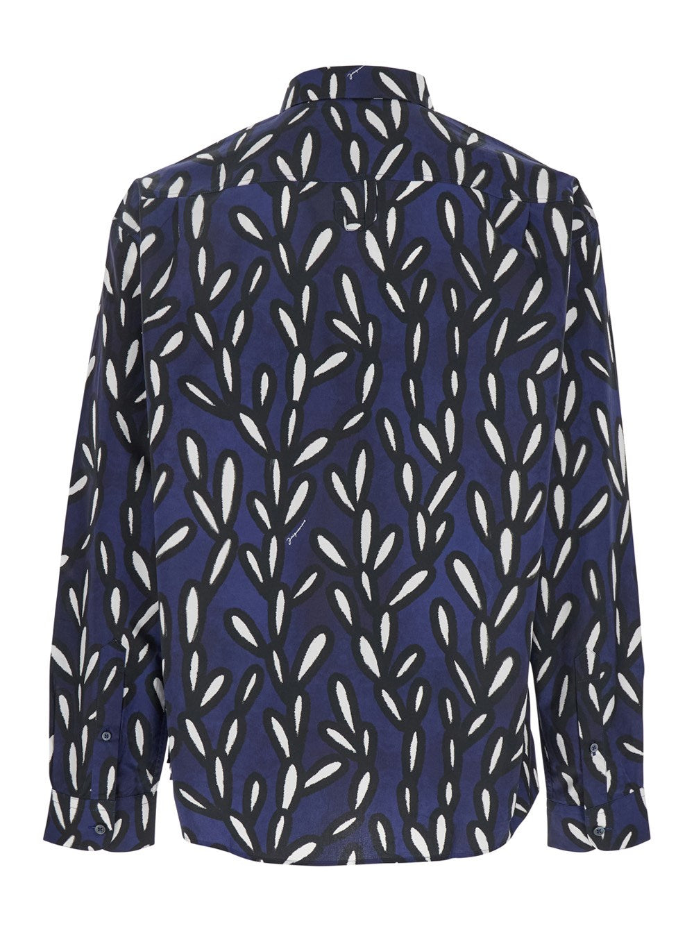 Jacquemus 'La Chemise Jean' Blue Shirt with Spread Collar and All-Over Logo Motif in Cotton Man