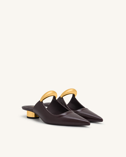 Helena Pierced Mules- Claret Red