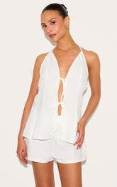 Petite White Woven High Waisted Mini Shorts
