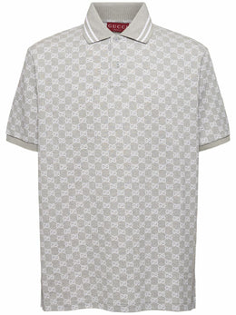 GUCCI Gg Jacquard Cotton Piquet Polo T-Shirt