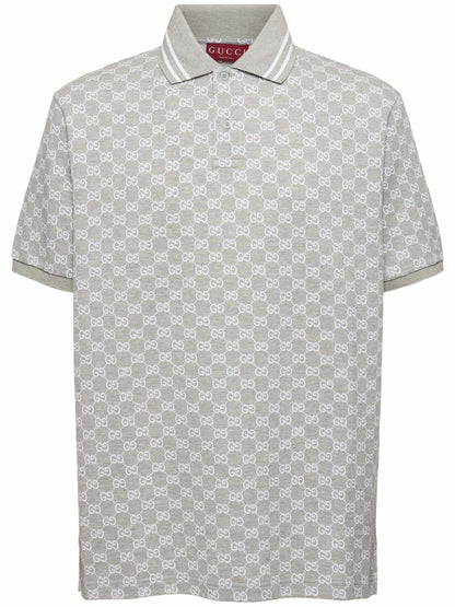 GUCCI Gg Jacquard Cotton Piquet Polo T-Shirt