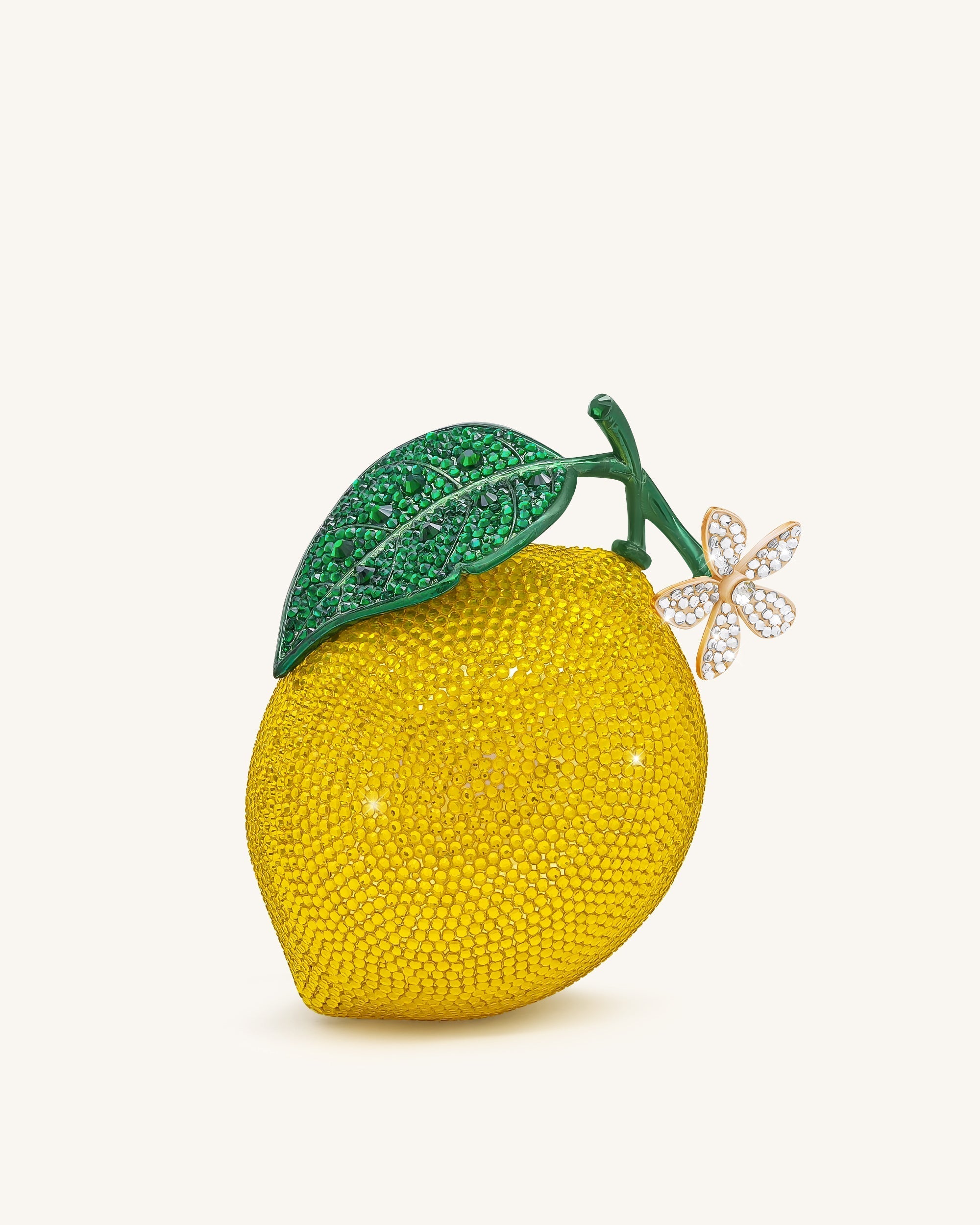 Lemon-Inspired Rhinestone Clutch - Yellow