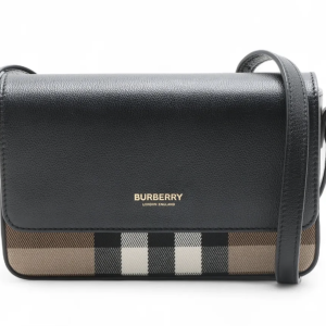 Burberry Hampshire Small House Check and Leather Crossbody Bag