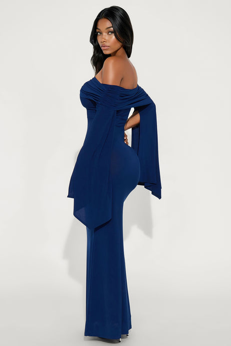 Krystal Off Shoulder Maxi Dress - Navy