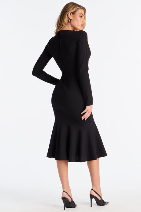 Linnea Mermaid Midi Dress - Black/White