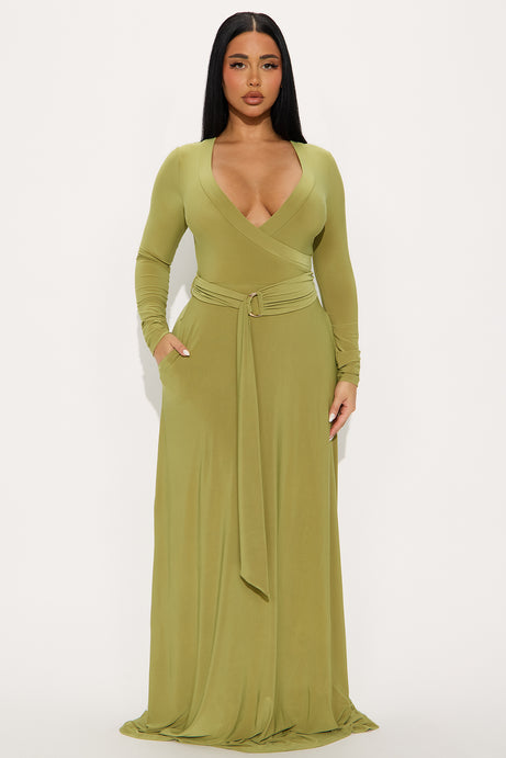 Blakely Belted Maxi Dress - Olive