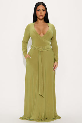 Blakely Belted Maxi Dress - Olive