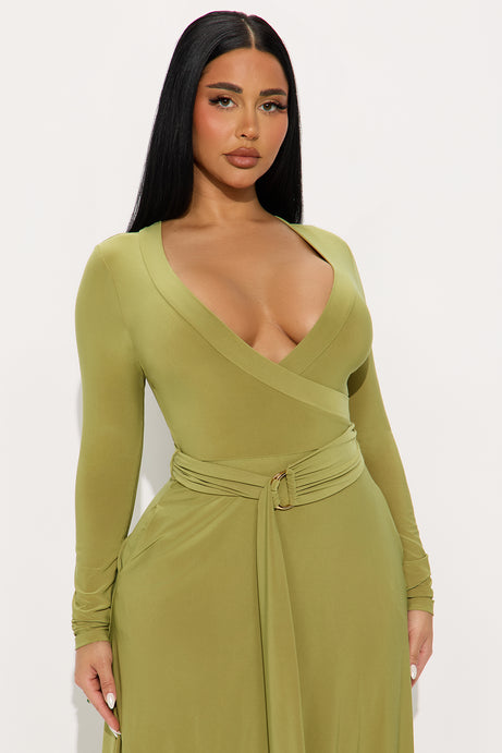 Blakely Belted Maxi Dress - Olive