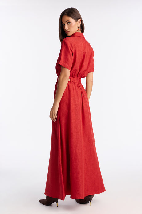 Georgiana Button Up Maxi Dress - Rust