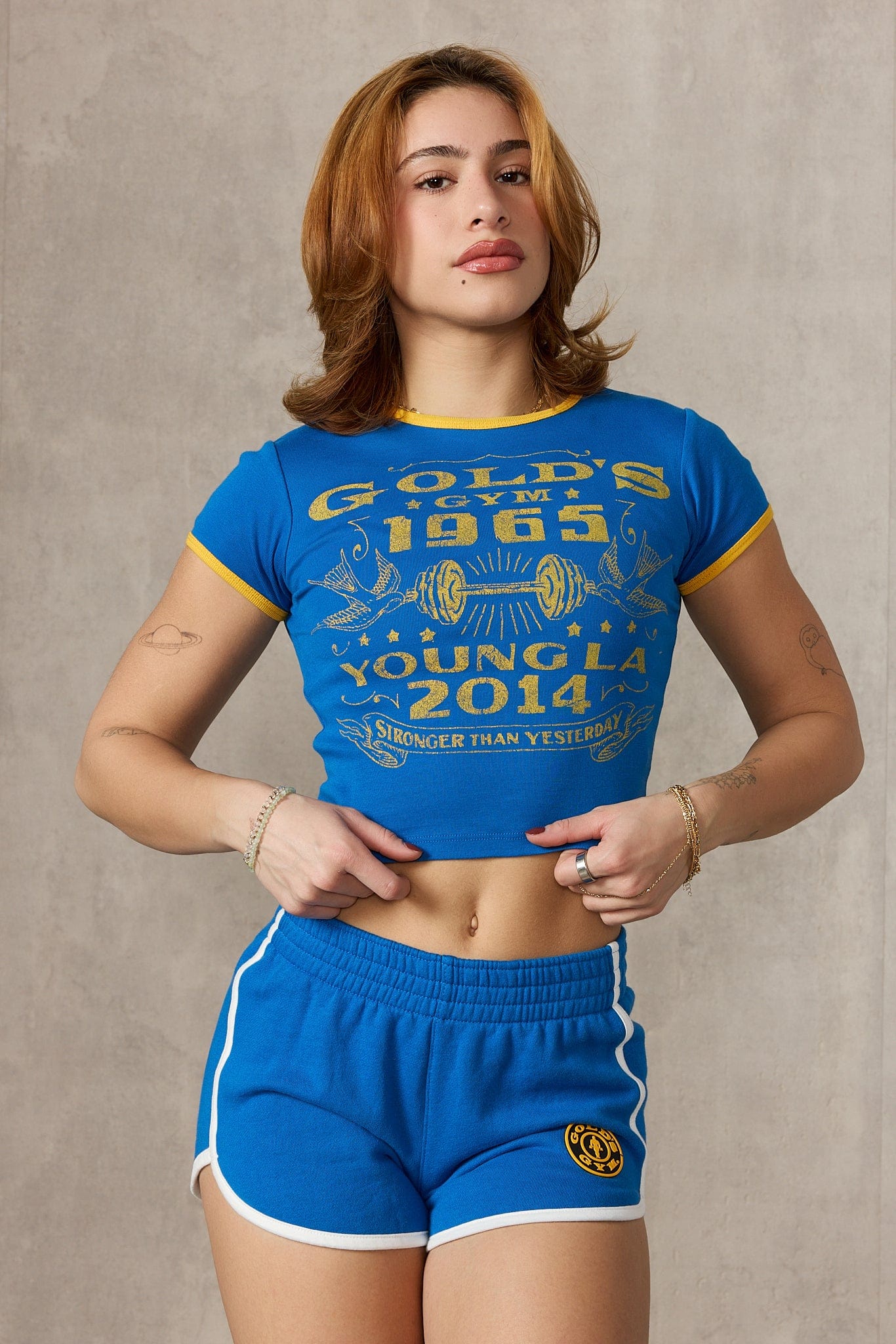 W471 Gold's Gym Ringer Baby Tee