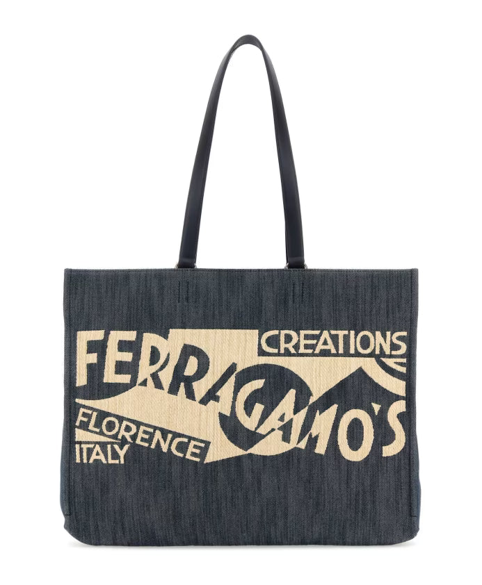 Denim Large TT Sign Shopping Bag