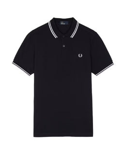 Fred Perry Blue Polo Shirt Double Stripe