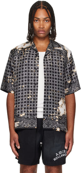 Black Bleach Bandana Bowling Shirt