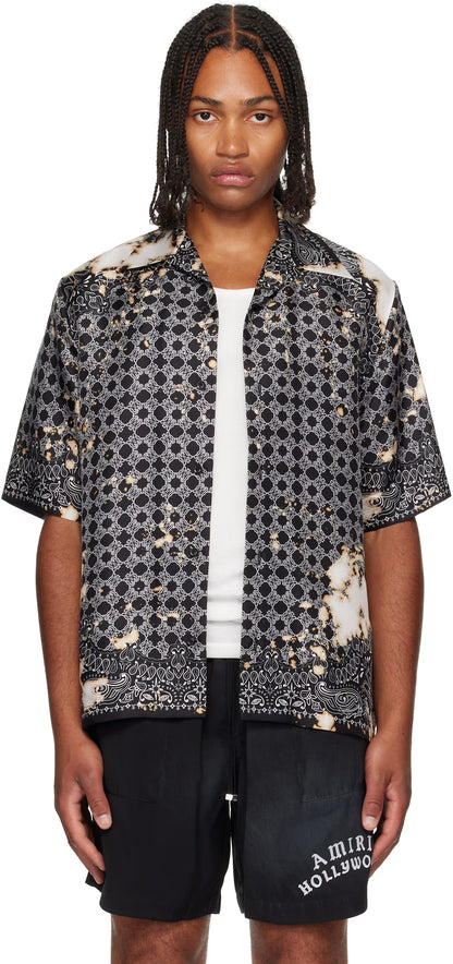 Black Bleach Bandana Bowling Shirt