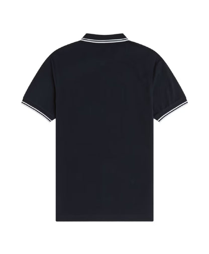 Fred Perry Blue Polo Shirt Double Stripe