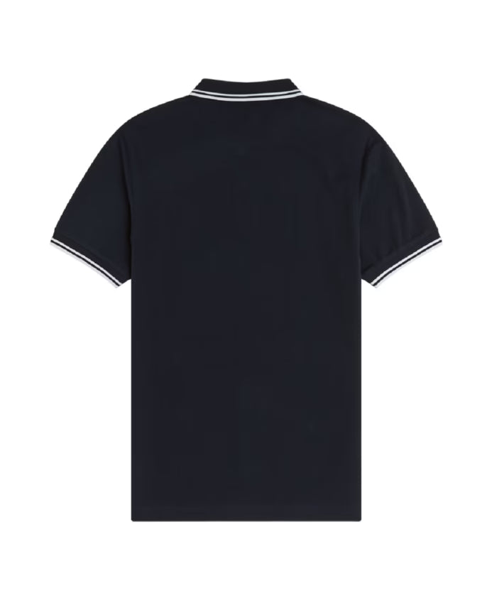 Fred Perry Blue Polo Shirt Double Stripe