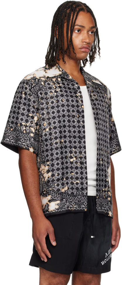 Black Bleach Bandana Bowling Shirt