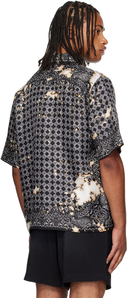 Black Bleach Bandana Bowling Shirt