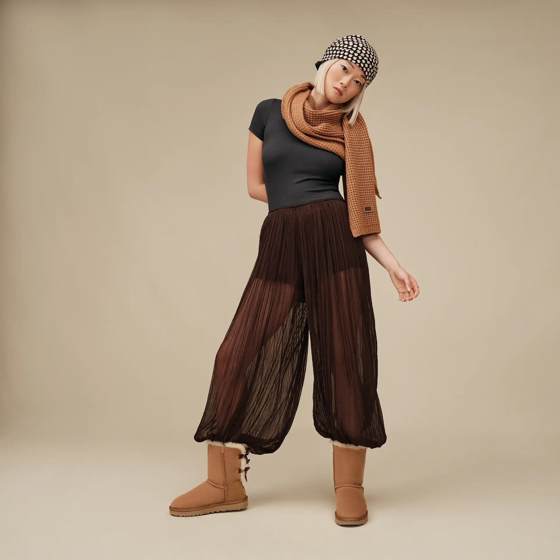 UGG® Bailey Bow Short Boot – Water-Resistant Sheepskin with Feminine Satin Bows