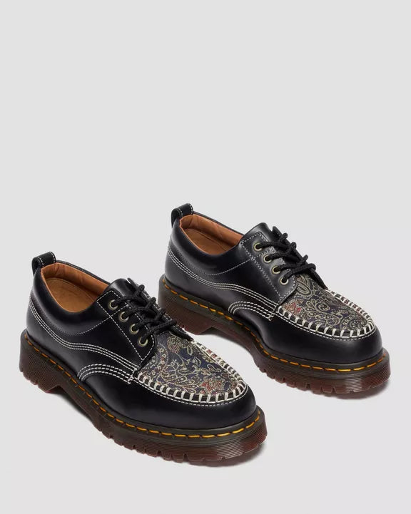 LOWELL LEATHER & JACQUARD MOC TOE SHOES