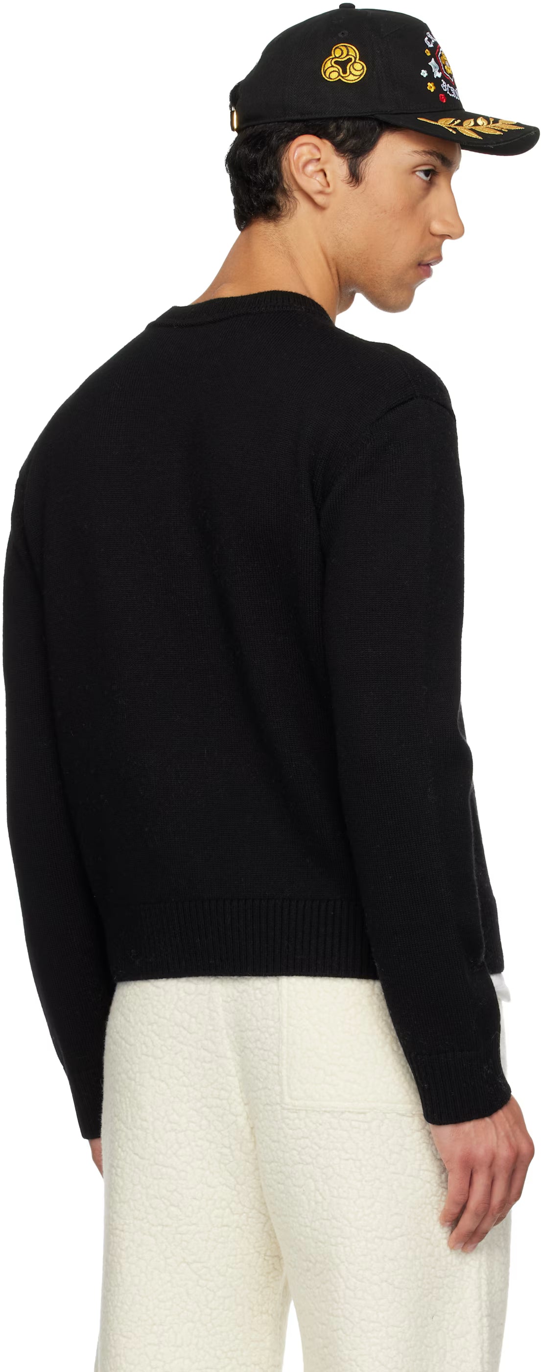 Black Character Intarsia Crew Sweater