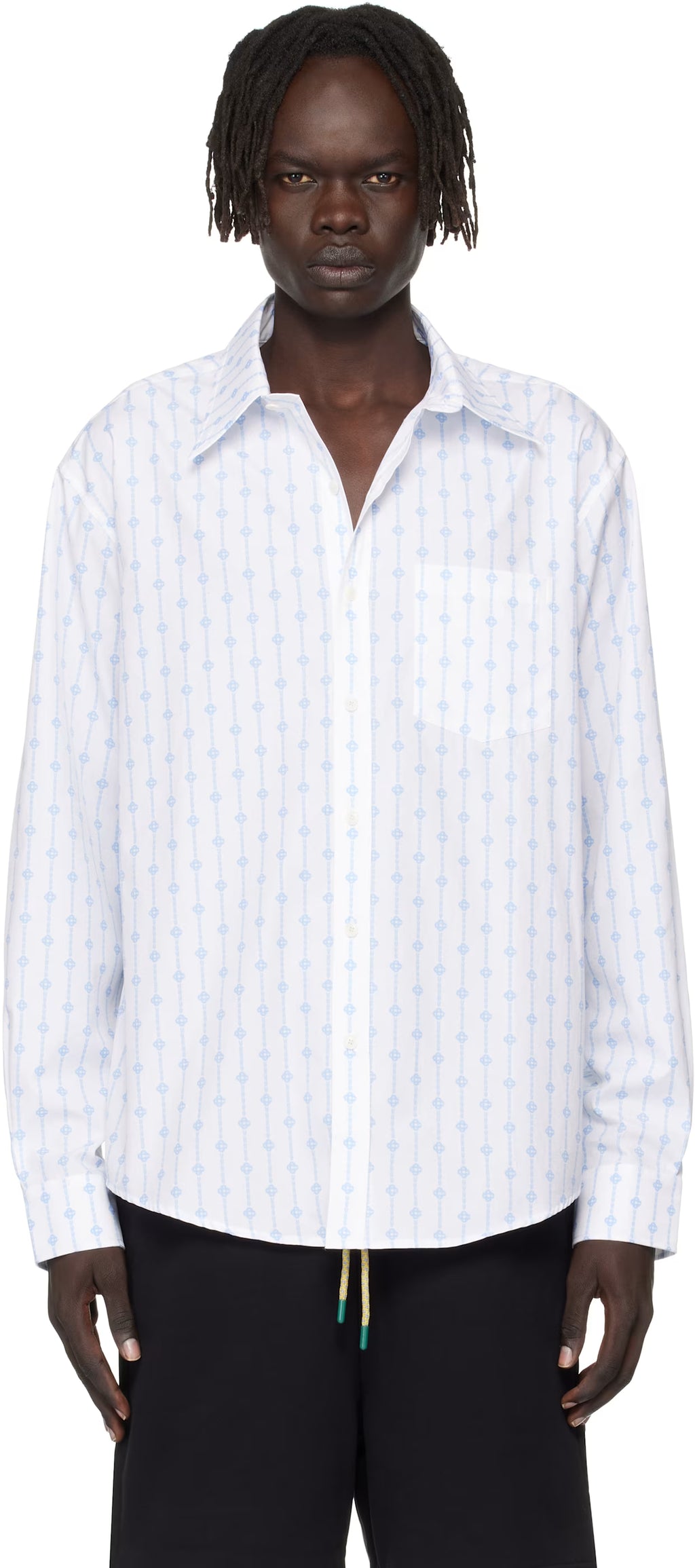White Printed Monogram Oxford Shirt