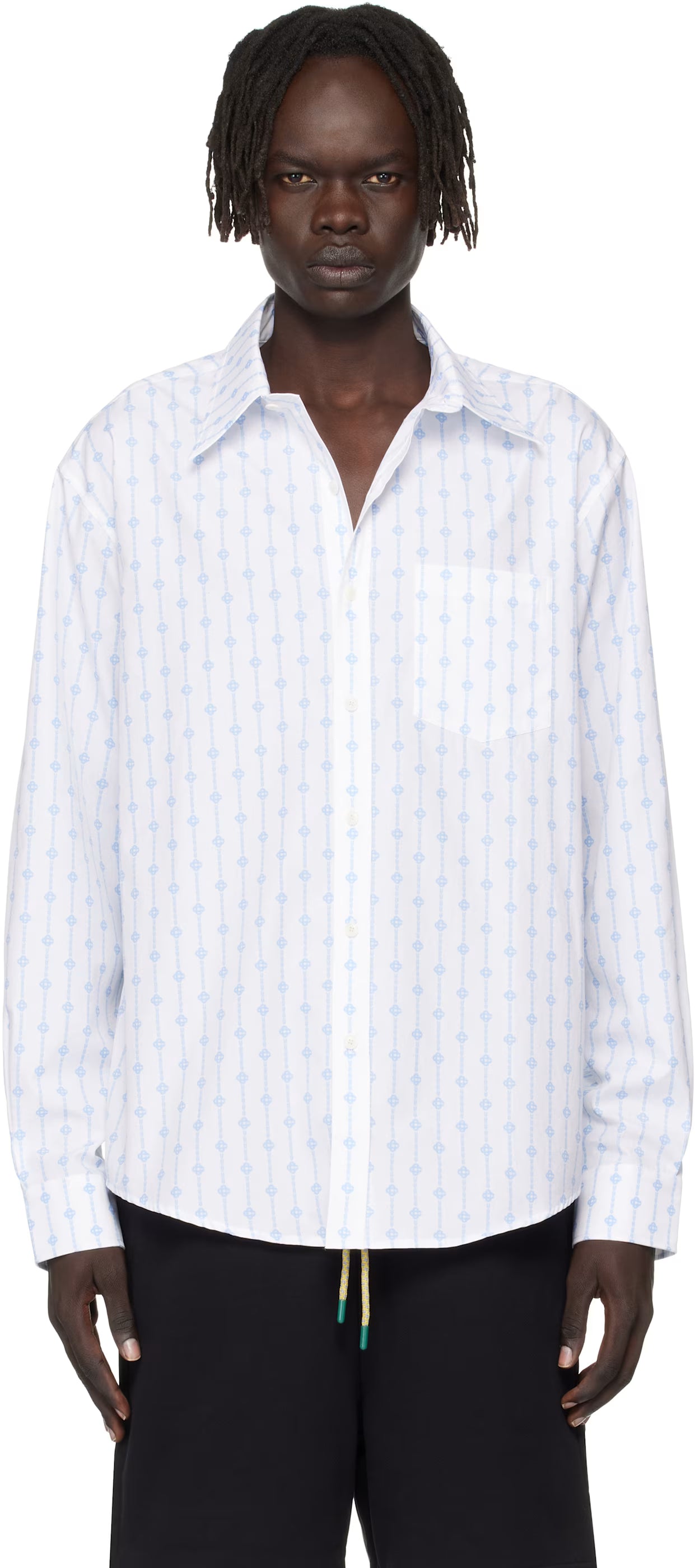 White Printed Monogram Oxford Shirt