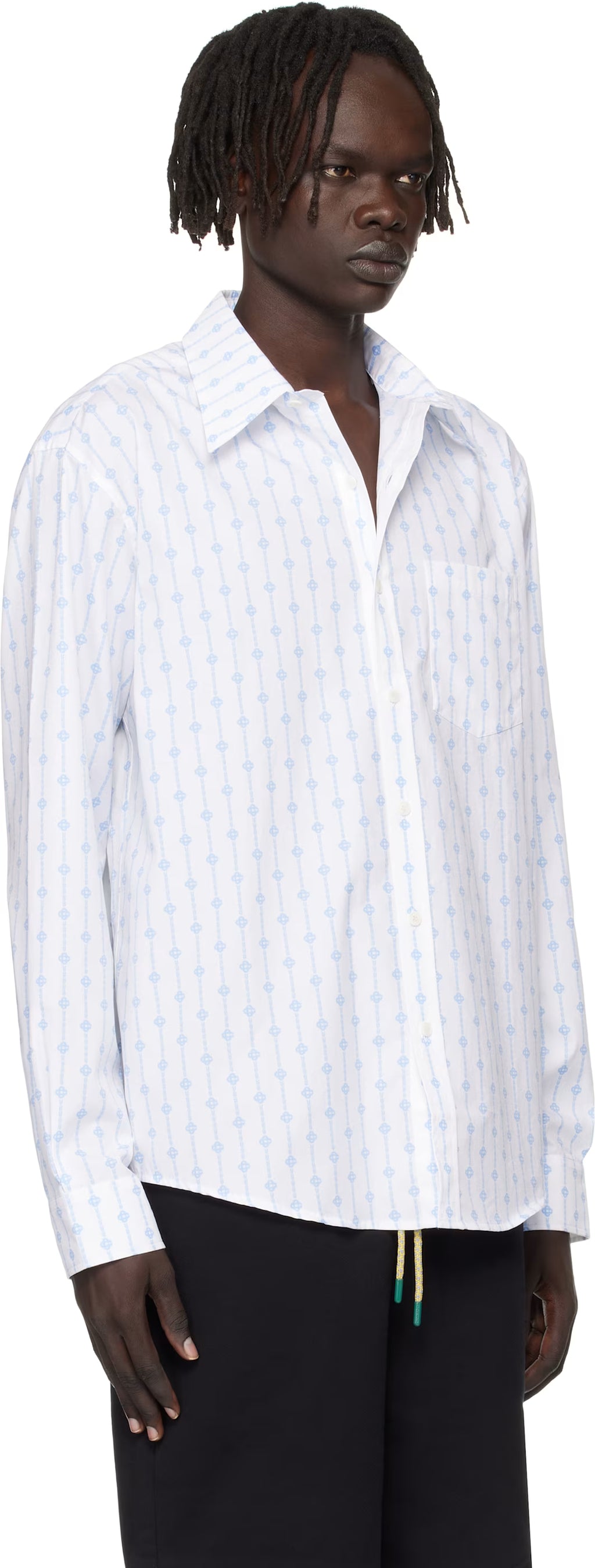 White Printed Monogram Oxford Shirt