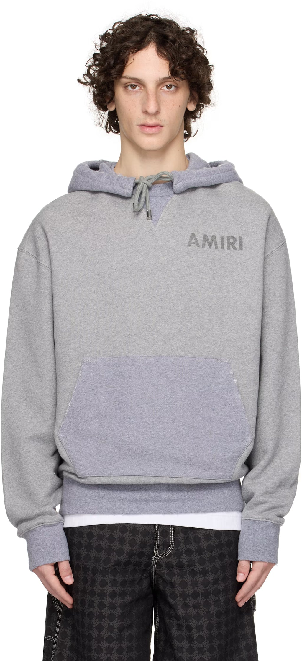 Gray 'AMIRI' Stencil Oversized Hoodie
