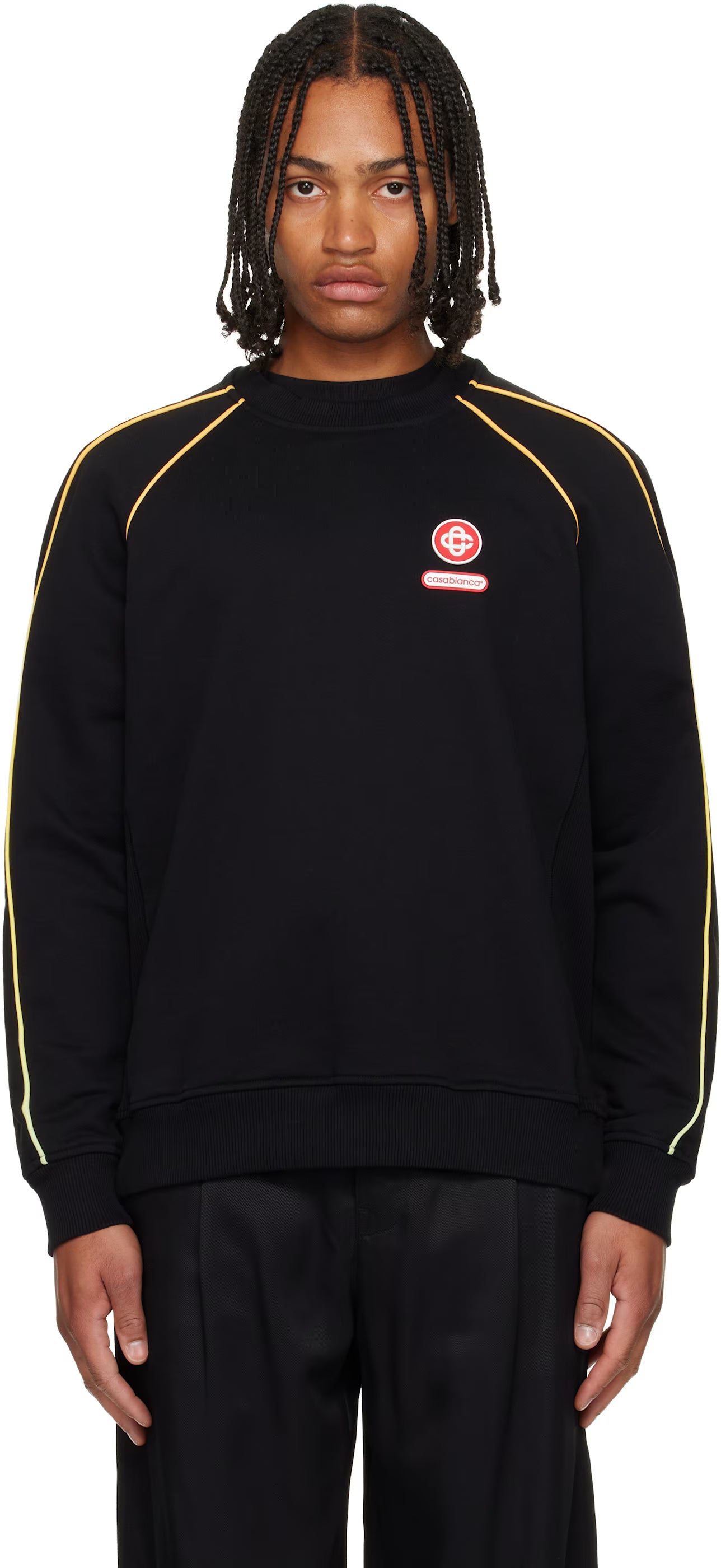 Black Gradient Piping Raglan Sweatshirt