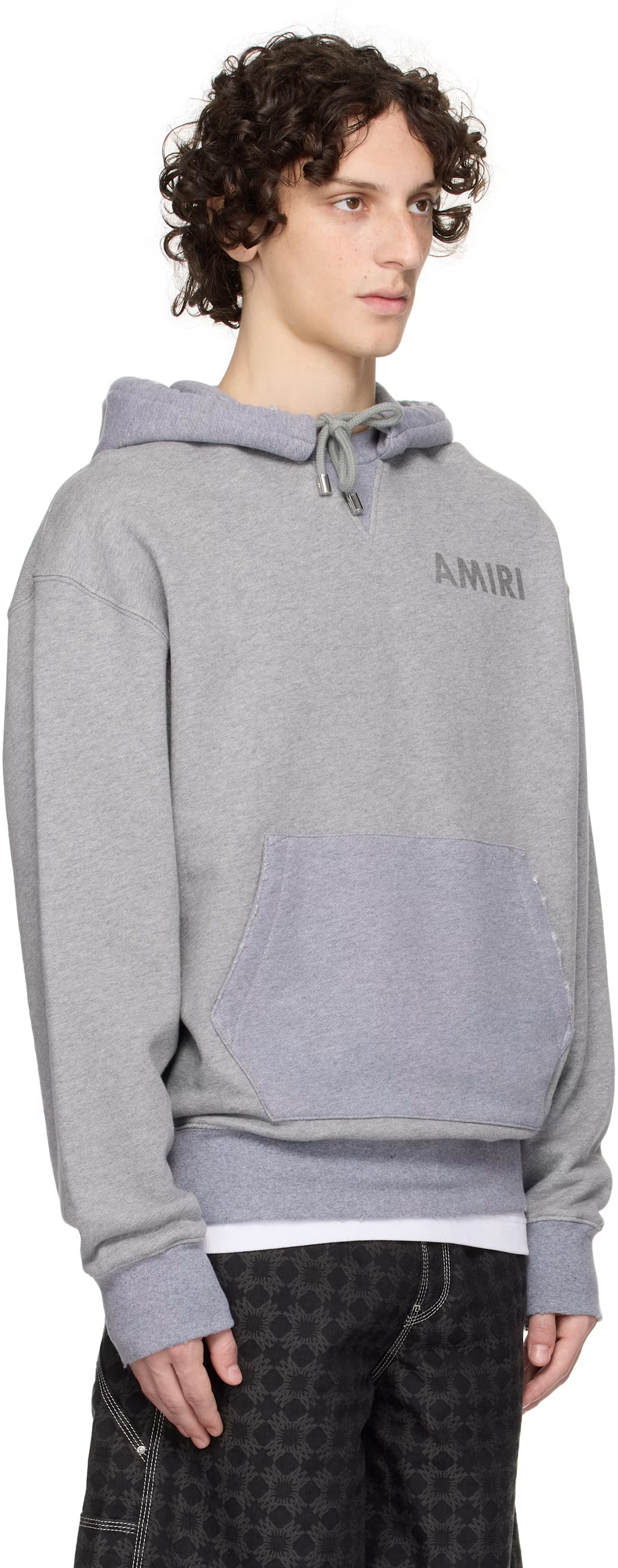 Gray 'AMIRI' Stencil Oversized Hoodie
