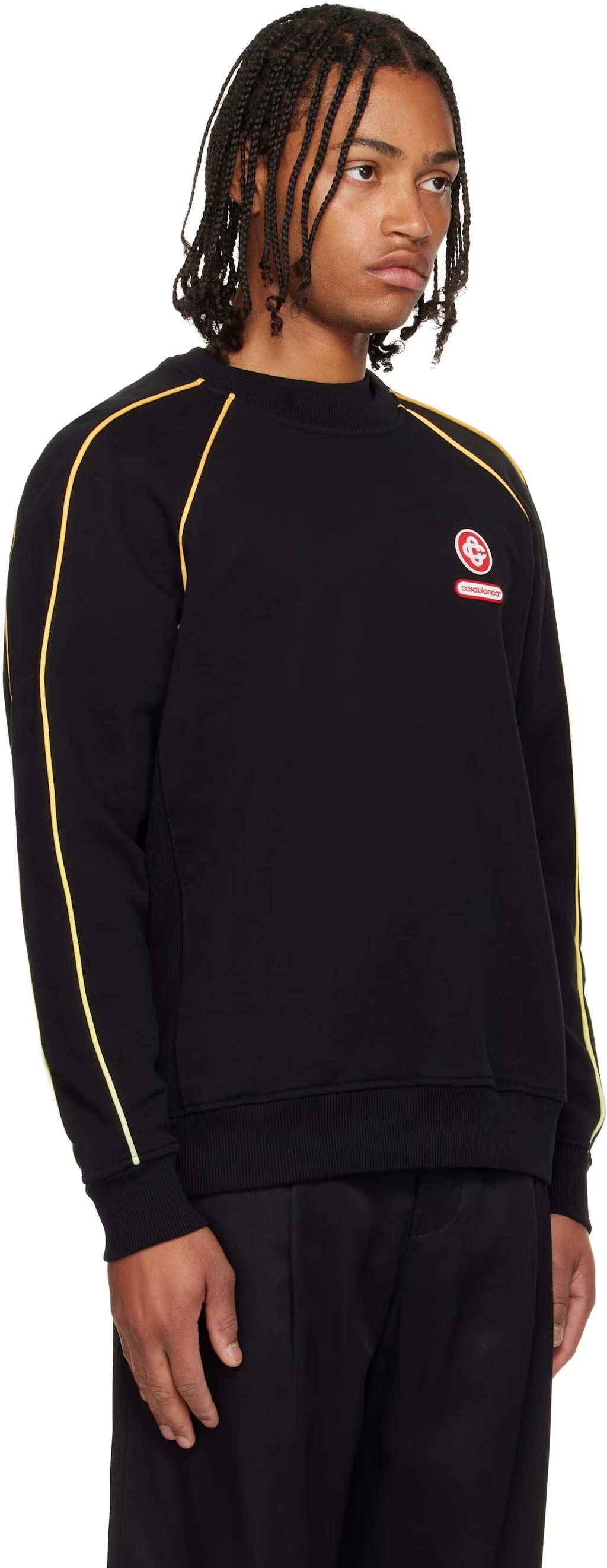 Black Gradient Piping Raglan Sweatshirt