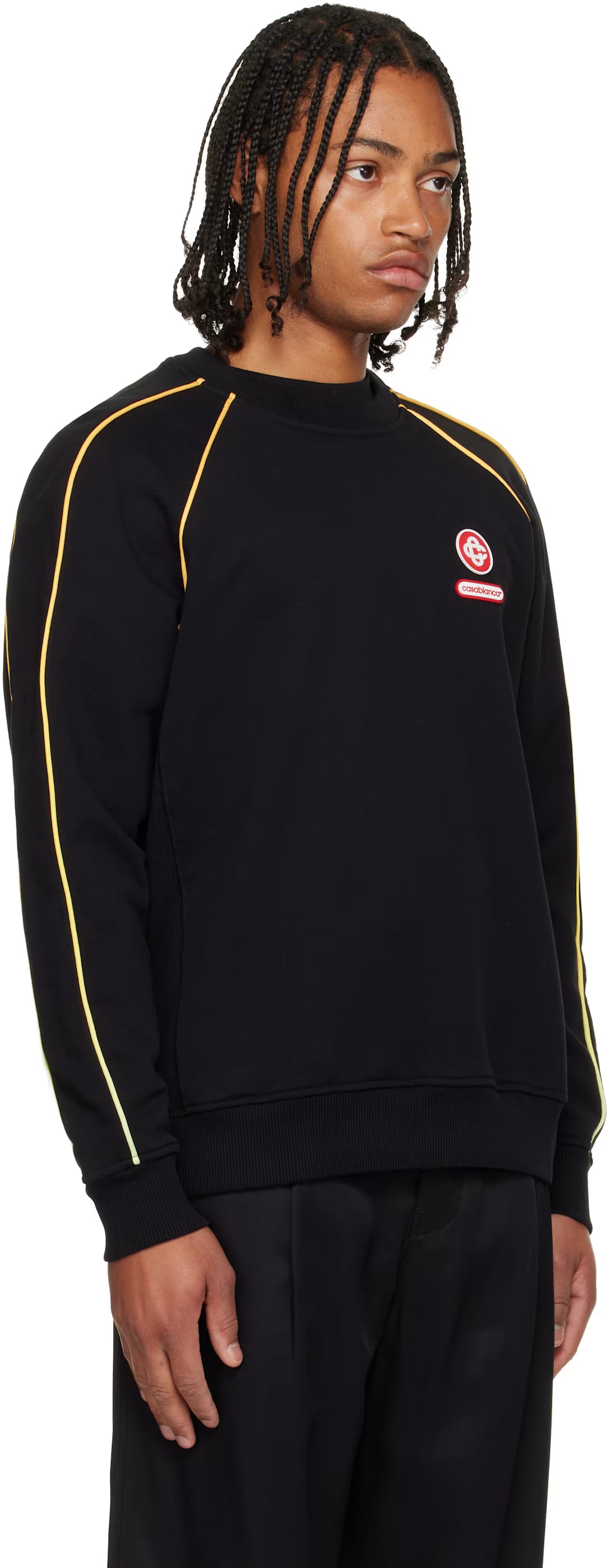 Black Gradient Piping Raglan Sweatshirt