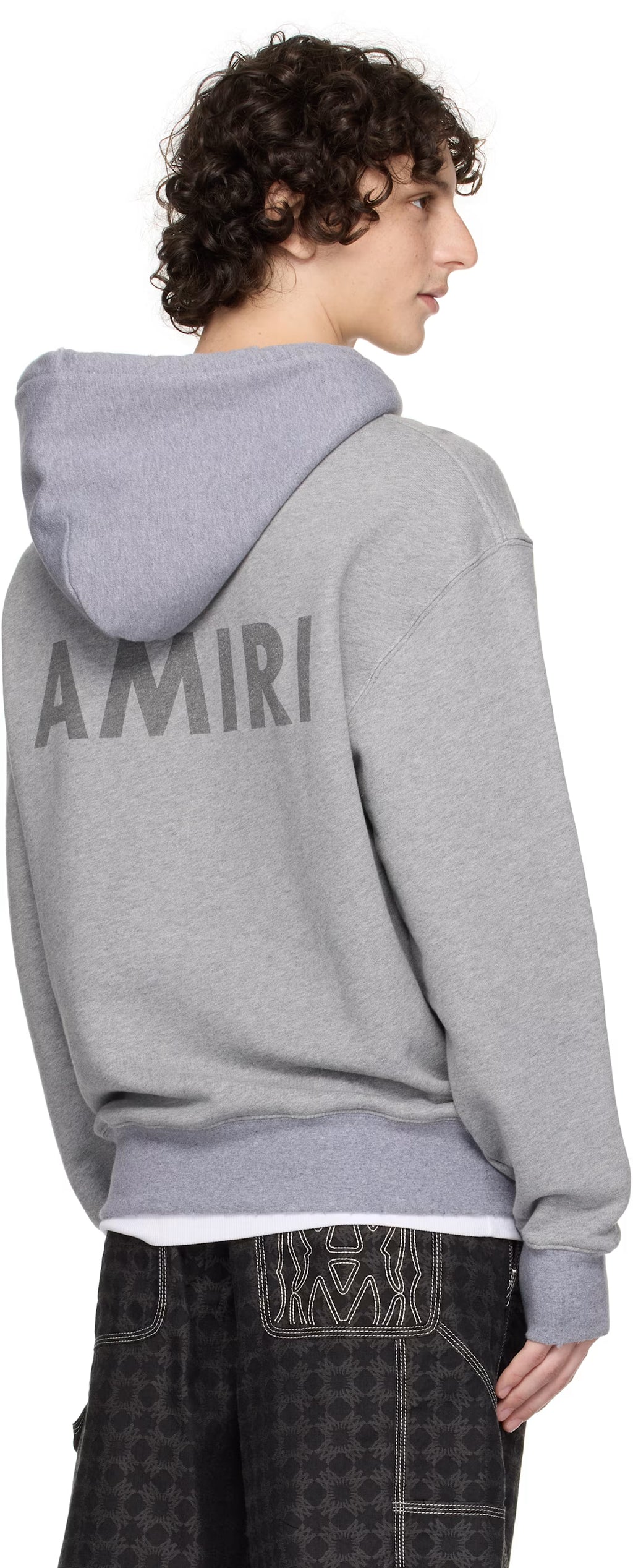 Gray 'AMIRI' Stencil Oversized Hoodie