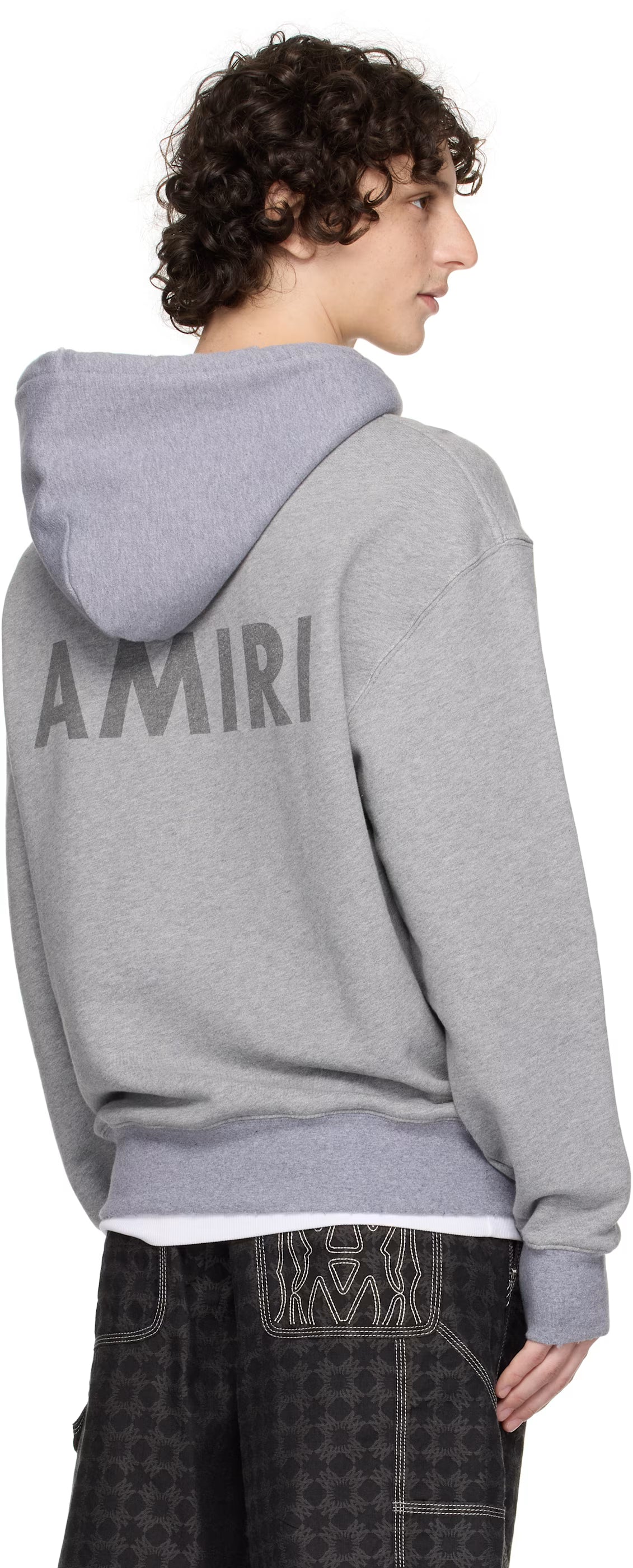 Gray 'AMIRI' Stencil Oversized Hoodie
