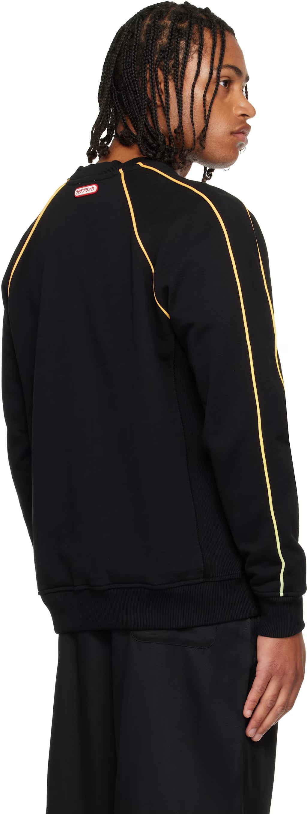 Black Gradient Piping Raglan Sweatshirt