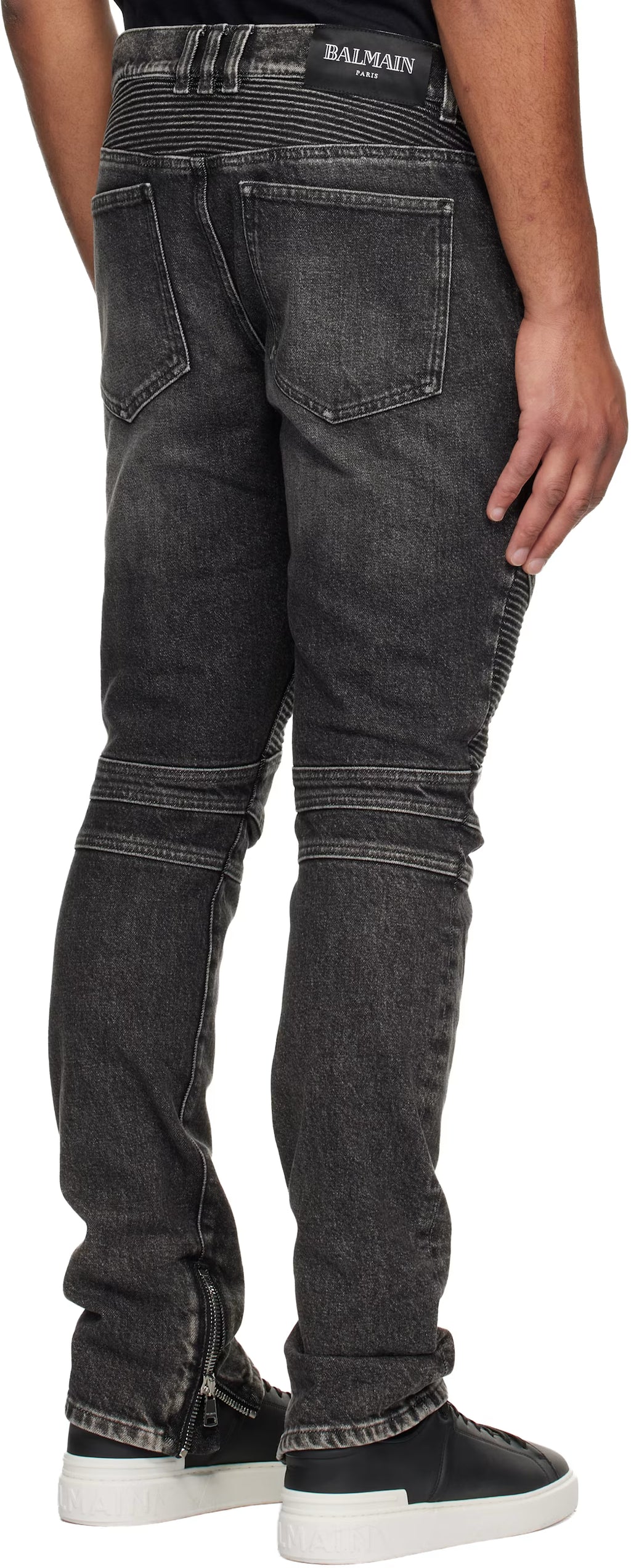 Gray Slim-Fit Biker Jeans