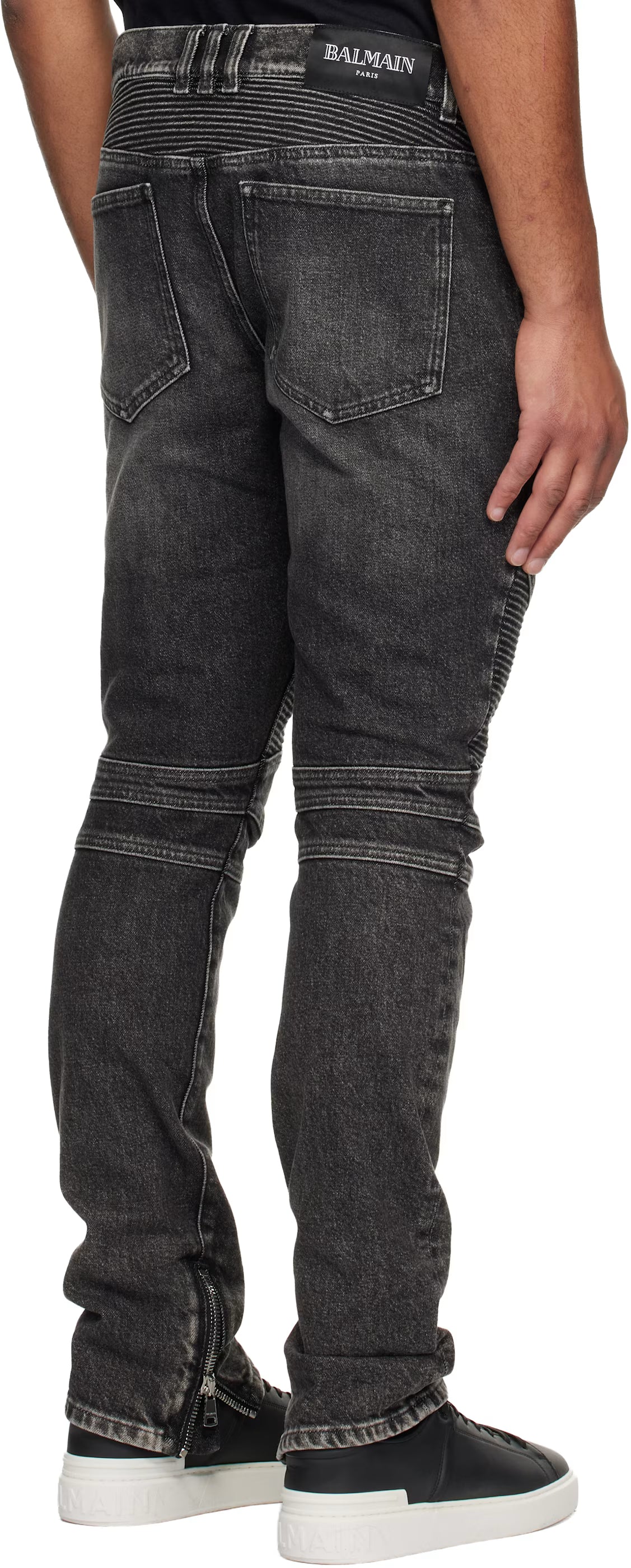 Gray Slim-Fit Biker Jeans