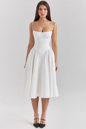 Samaria white corset midi dress