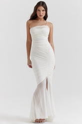 Pearla ivory ruched maxi dress