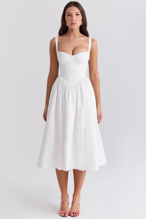 Kelly white corset midi sundress