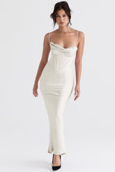 Charmaine ivory corset maxi dress